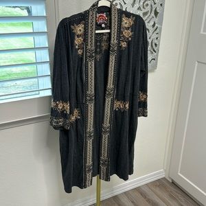 Johnny Was dark grey, 3/4 sleeve midi kaftan